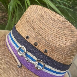 HAT Super Shade - Purple and Blues Sparkle on this band!!! Silver  Rhinestone Snaffle bit and Silver Rhinestone Buttons - Size Medium