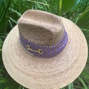HAT Super Shade -One of a Kind!  Purple with Gold - Wrapped Band with Gold Snaffle Bit and Pearl Buckle - Size Medium