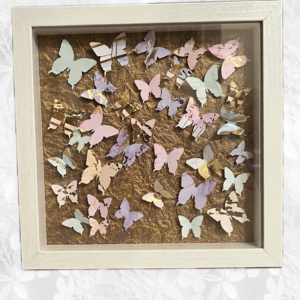 Confetti from Heaven - 3d  Butterfly Art in Pastel palette! 10" x 10 x 2"  - Framed ready to hang