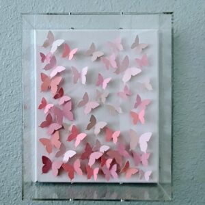 Confetti from Heaven - 3d Butterflies in Shades of Pink in a 8 x 10 x 3' Acrylic Shadow Box frame