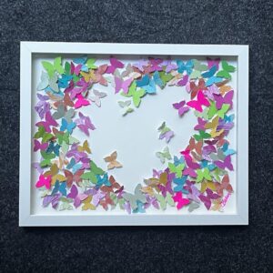 Fluttering Heart - "The Heart Breakout"  - 3d Butterflies in a mix of Pastels and Brights 11 x 14" Shadowbox frame