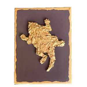Textured Gold Leaf TCU Horned Frog on a 6" X 8" X 1.5" Rich but Neutral Purple and Gold Canvas