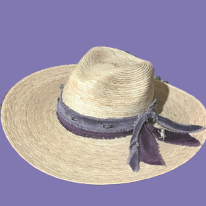 HAT Riff Ram - Go TCU!!  Frayed ribbons with hand beading in silver and hues of purple - Two Silver hand-cast Horned Frog Pins - Medium