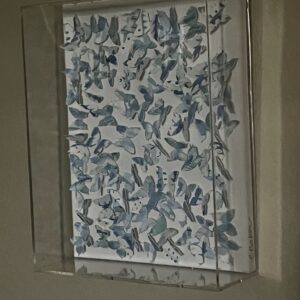 Confetti from Heaven - SET OF TWO HAND PAINTED 3d Butterflies in Shades of Blues in an 8 x 10 x 3' Acrylic Shadow Box frame