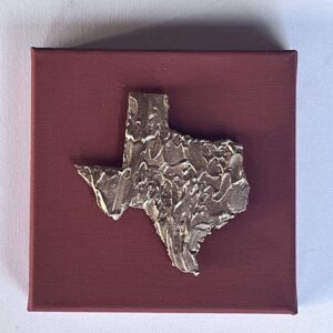 Textured Gold Leaf Texas on a 6" X 6" X 1.5" Burnt Orange Canvas