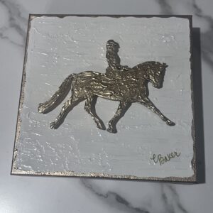 Textured Gold Leaf Dressage Rider and Horse on a 8" X 8" X 1.5" Canvas