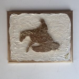 ART A Mixed Media Art- Textured in Cream and Gold on an 8 x 10 x 3/4" canvas