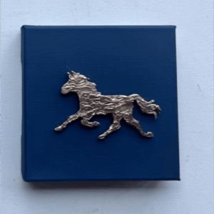 ART Neigh-vy and Gold Left Lead Horse on a 6" X 6" X 1.5" Canvas
