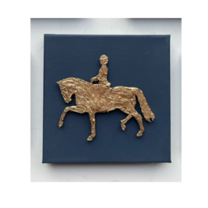 ART Neigh-vy and Gold Leaf Dressage Rider and Horse on a 8" X 8" X 1.5" Canvas