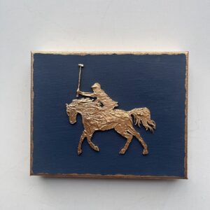 ART Neigh-vy and Gold Leaf Polo Rider and Left Lead Horse on an 8" X 10" X 1.5" Canvas