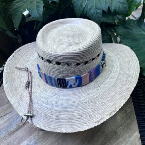 HAT Airy Arena Straight Shootin Style - Beautiful Guatemalan Aztec Band with Silver Bit and Aztec Concho- Size Large