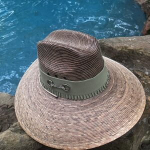 HAT Super Shade - Olive Green band with ruffle  -  Silver Rhinestone Snaffle Bit and Buttons - Size Medium