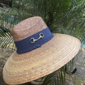 HAT Super Shade - Navy band with ruffle  - Silver Rhinestone Snaffle Bit and Buttons - Size Medium