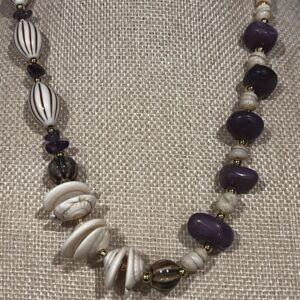 Brimsi Beads 20" Shades of Purple - Lovely Asymmetrical Mixed Premium Beads, Shiva Shells and Gemstones