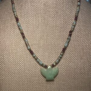 Brimsi Beads 18" Shades of Purple - One of a Kind! Gemstone Heishe Beads mixed with Accents and Carved Amazonite Thunderbird