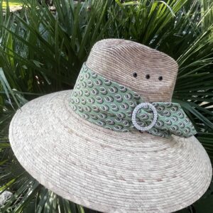 HAT Super Shade -Prettiest Green and Pink Horseshoe Wide Band! Finished with a beautiful Silver Rhinestone Bit and Round Rhinestone Buckle - Size Medium