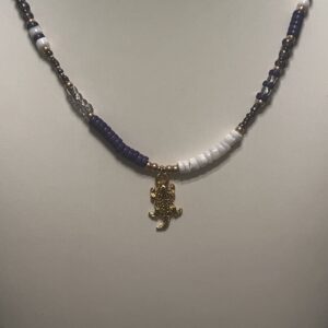 Brimsi Beads 18" Shades of Purple -  Horned Frog Charm - Shell, Seed and Glass and 14kt gold filled beads