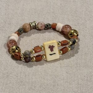Brimsi Beads Mah Jongg Bracelet  -    MahJong Tile on a beaded bracelet - stretch size average