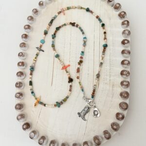 Brimsi Beads - 35" wrapable multi-color, multi-shaped necklace with convertible clasp -  loaded with carved stones and African beads