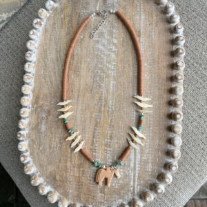 Brimsi Beads - YEAR OF THE HORSE! Carved Horse Fetish Necklace with bone birds  - 25" +3" extender
