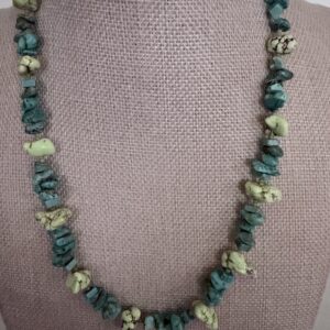Brimsi Beads 18" + 2" necklace  - Turquoise and  Light/Bright green nuggets and Seed Beads make a Stunning Statement!