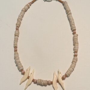 Brimsi Beads - Birds of a Feather! Carved Bird Fetish Necklace Neutral and Bashful PInks  - 16" + ext