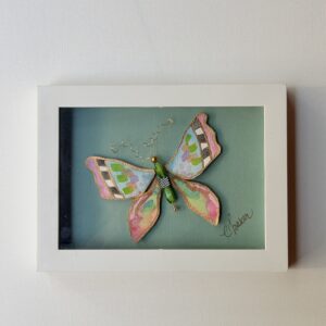 HArt's a Flutter - 6" x 8" x 1.25" Original Art - Watercolor and Bead Butterfly