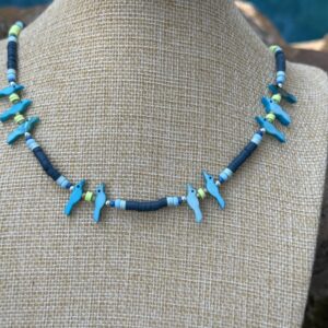 Brimsi Beads 16 - 18 " necklace - African vinyl beads with turquoise !