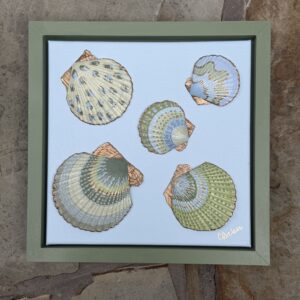 Take Me to the Ocean I in Caribbean Blues/Greens 12" x 12" Painted Floater Frame - - One of a Kind!