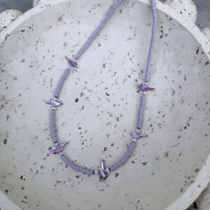 Brimsi Beads 18: +1" Shades of Purple -High quality Vintage lavender bird fetishes and lavender vinyl  beads