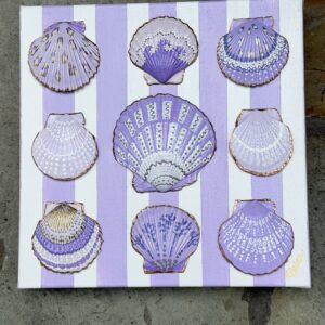 Lavender Tide I -  12 x 12  Painted Shell Art - One of a Kind!