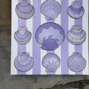 Lavender Tide II -  12 x 12  Painted Shell Art - One of a Kind!
